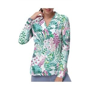 Golf Polo Shirt Long Sleeve Workout Tops V Neck UPF 50+ Sun Protect Quick Dry Lg